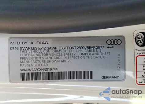 2017 Audi A7 Premium Plus z USA, uszkodzony, nr VIN WAUW2AFCXHN019744